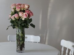 Fresh roses being cared for after delivery